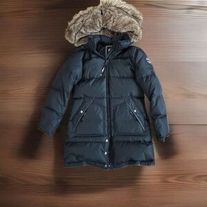 Pajar Canada XL Black COUGAR Down Puffer Long Parka Coat Faux Fur Removable Hood